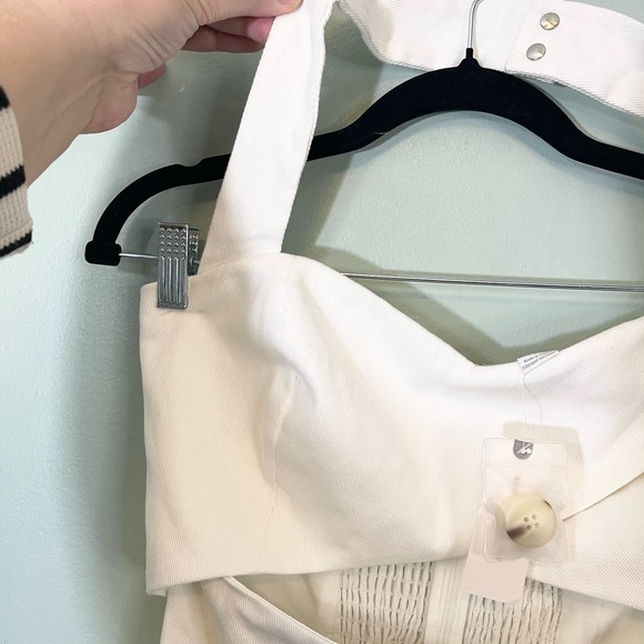 Anthropologie Mare Mare Women's White Cutout Twill Halter Mini Dress Small NWT - Picture 3 of 10